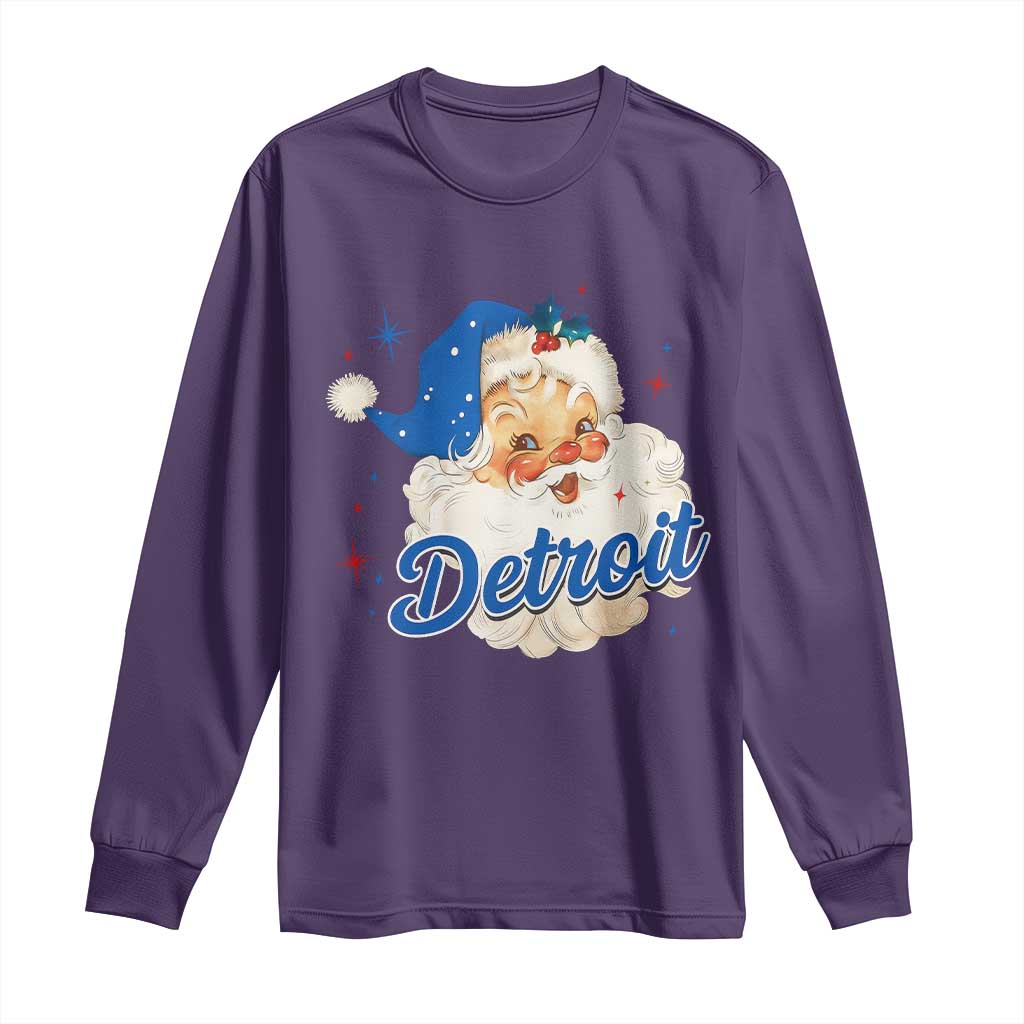 Christmas Detroit Football Long Sleeve Shirt Vintage Santa Lions Fan TS10 Purple Print Your Wear