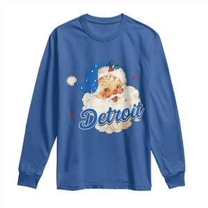 Christmas Detroit Football Long Sleeve Shirt Vintage Santa Lions Fan TS10 Royal Blue Print Your Wear