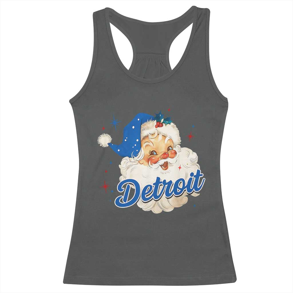Christmas Detroit Football Racerback Tank Top Vintage Santa Lions Fan TS10 Dark Heather Print Your Wear