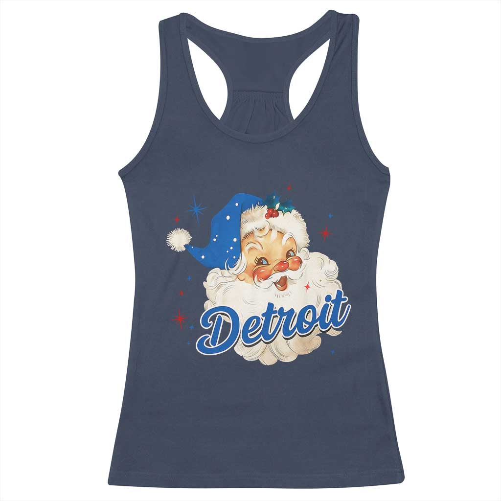 Christmas Detroit Football Racerback Tank Top Vintage Santa Lions Fan TS10 Navy Print Your Wear
