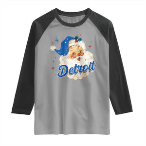 Christmas Detroit Football Raglan Shirt Vintage Santa Lions Fan TS10 Sport Gray Black Print Your Wear