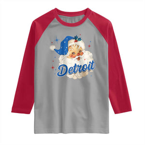Christmas Detroit Football Raglan Shirt Vintage Santa Lions Fan TS10 Sport Gray Red Print Your Wear