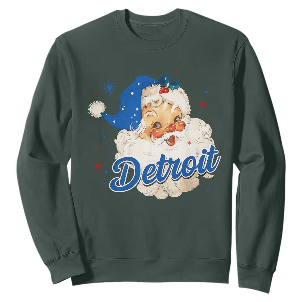 Christmas Detroit Football Sweatshirt Vintage Santa Lions Fan TS10 Dark Forest Green Print Your Wear