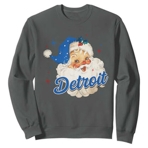 Christmas Detroit Football Sweatshirt Vintage Santa Lions Fan TS10 Dark Heather Print Your Wear