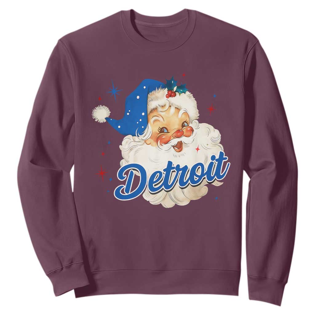 Christmas Detroit Football Sweatshirt Vintage Santa Lions Fan TS10 Maroon Print Your Wear