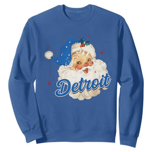 Christmas Detroit Football Sweatshirt Vintage Santa Lions Fan TS10 Royal Blue Print Your Wear