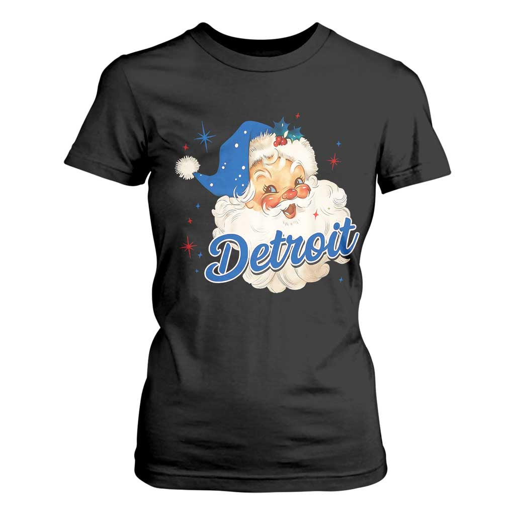 Christmas Detroit Football T Shirt For Women Vintage Santa Lions Fan TS10 Black Print Your Wear