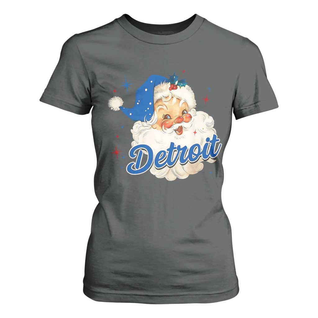 Christmas Detroit Football T Shirt For Women Vintage Santa Lions Fan TS10 Dark Heather Print Your Wear