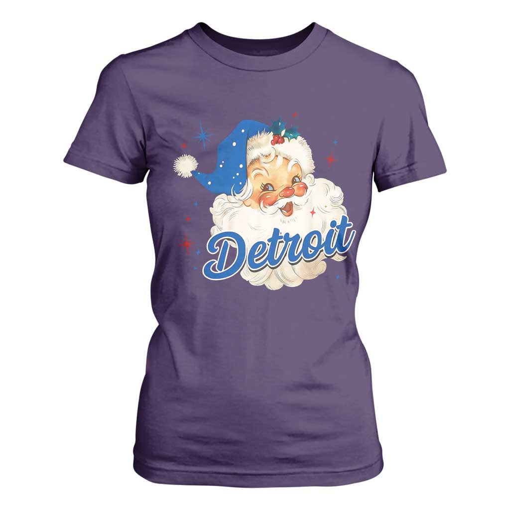 Christmas Detroit Football T Shirt For Women Vintage Santa Lions Fan TS10 Purple Print Your Wear