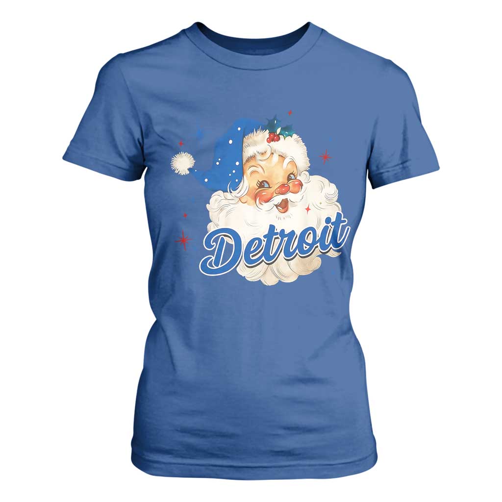 Christmas Detroit Football T Shirt For Women Vintage Santa Lions Fan TS10 Royal Blue Print Your Wear