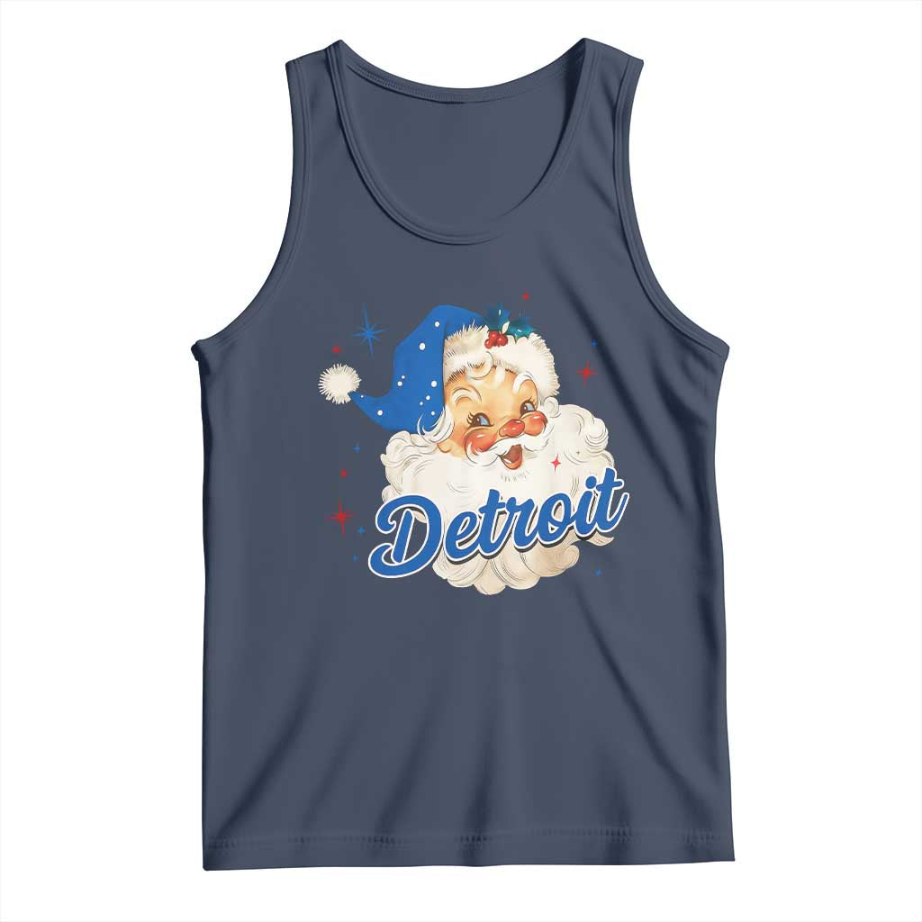 Christmas Detroit Football Tank Top Vintage Santa Lions Fan TS10 Navy Print Your Wear