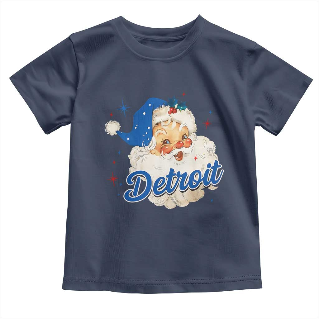 Christmas Detroit Football Toddler T Shirt Vintage Santa Lions Fan TS10 Navy Print Your Wear
