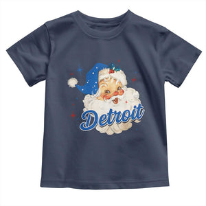 Christmas Detroit Football Toddler T Shirt Vintage Santa Lions Fan TS10 Navy Print Your Wear