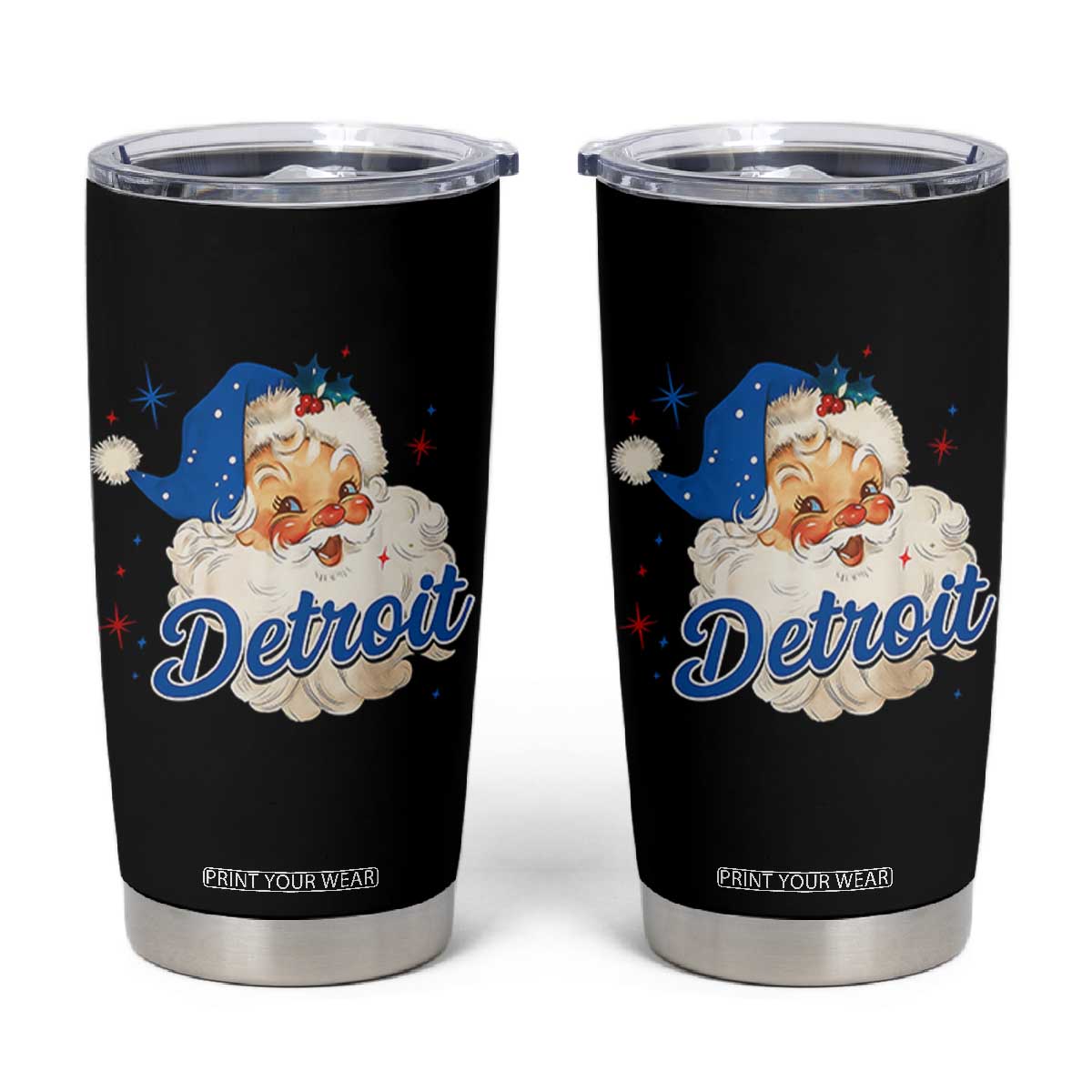 Christmas Detroit Football Tumbler Cup Vintage Santa Lions Fan TS10 Black Print Your Wear