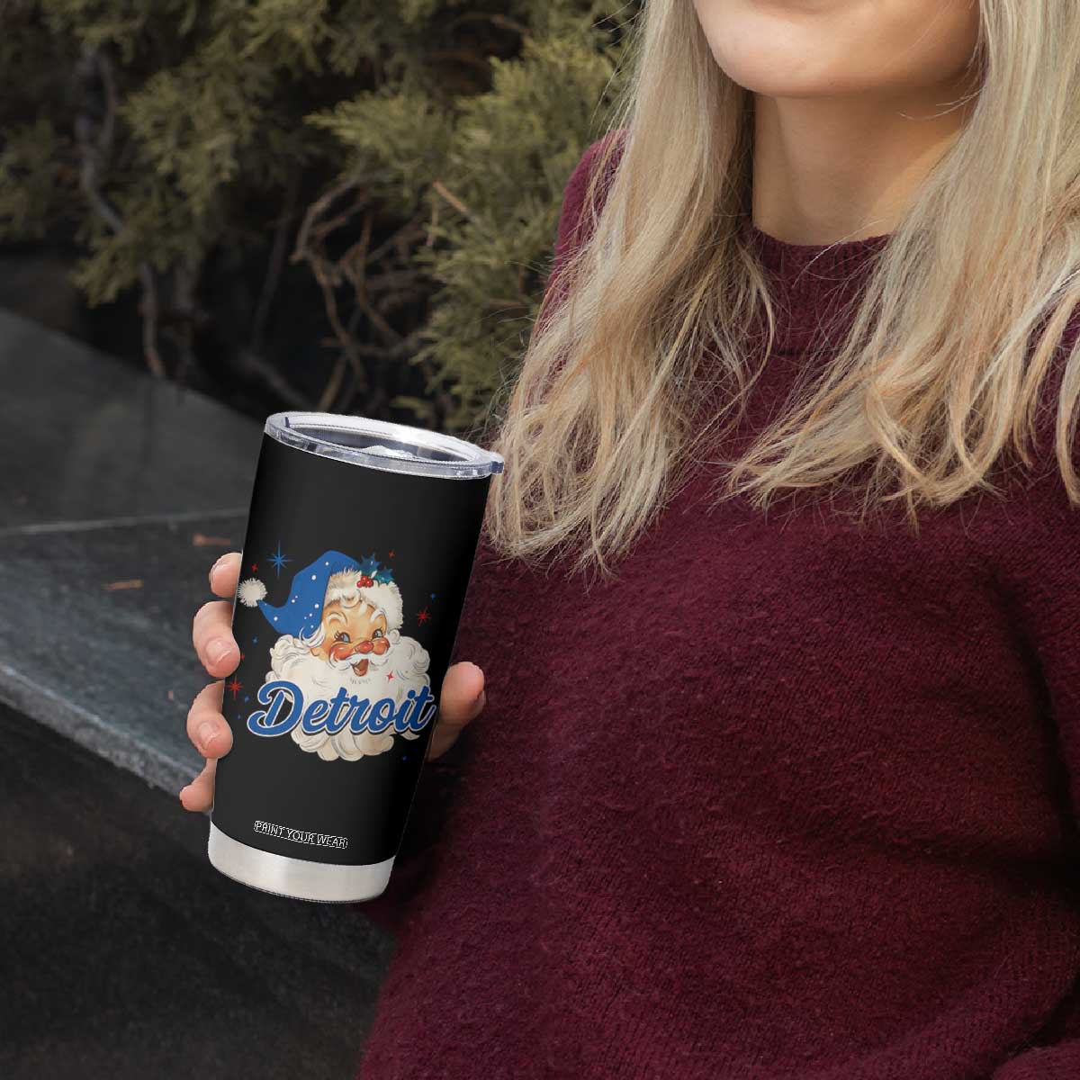 Christmas Detroit Football Tumbler Cup Vintage Santa Lions Fan TS10 Print Your Wear