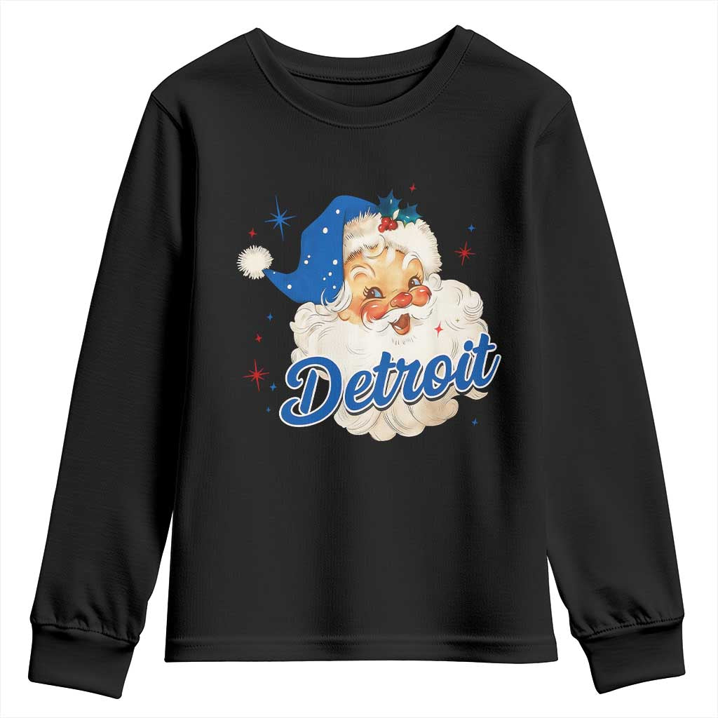 Christmas Detroit Football Youth Sweatshirt Vintage Santa Lions Fan TS10 Black Print Your Wear