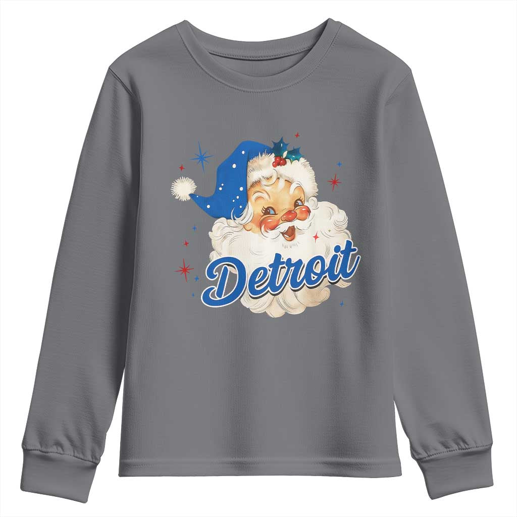 Christmas Detroit Football Youth Sweatshirt Vintage Santa Lions Fan TS10 Charcoal Print Your Wear