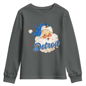 Christmas Detroit Football Youth Sweatshirt Vintage Santa Lions Fan TS10 Dark Heather Print Your Wear