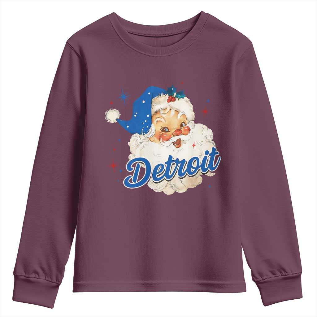 Christmas Detroit Football Youth Sweatshirt Vintage Santa Lions Fan TS10 Maroon Print Your Wear