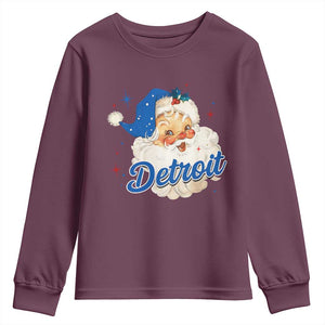 Christmas Detroit Football Youth Sweatshirt Vintage Santa Lions Fan TS10 Maroon Print Your Wear