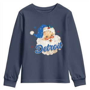 Christmas Detroit Football Youth Sweatshirt Vintage Santa Lions Fan TS10 Navy Print Your Wear