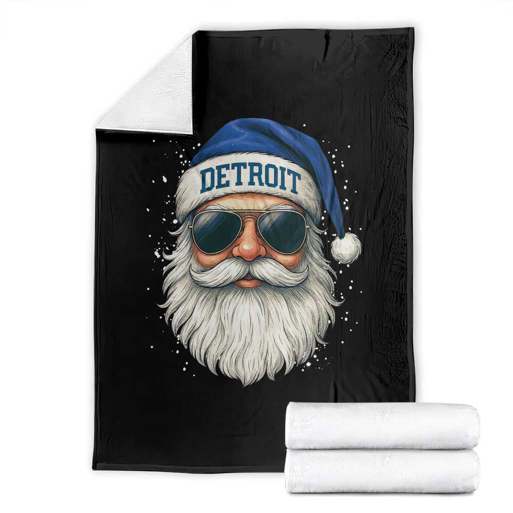 Vintage Detroit Football Christmas Throw Blanket Funny Retro Santa Lions Fan Xmas TS10 Black Print Your Wear