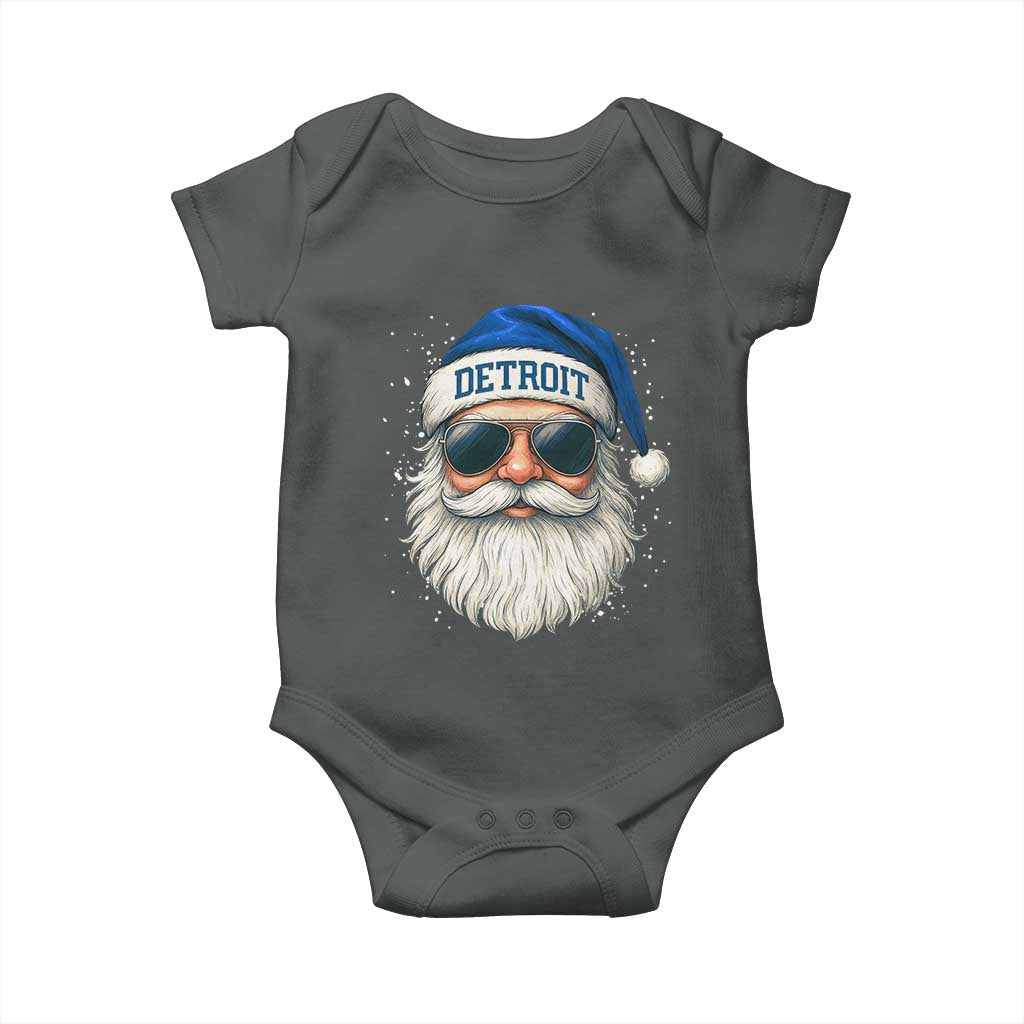 Vintage Detroit Football Christmas Baby Onesie Funny Retro Santa Lions Fan Xmas TS10 Dark Heather Print Your Wear