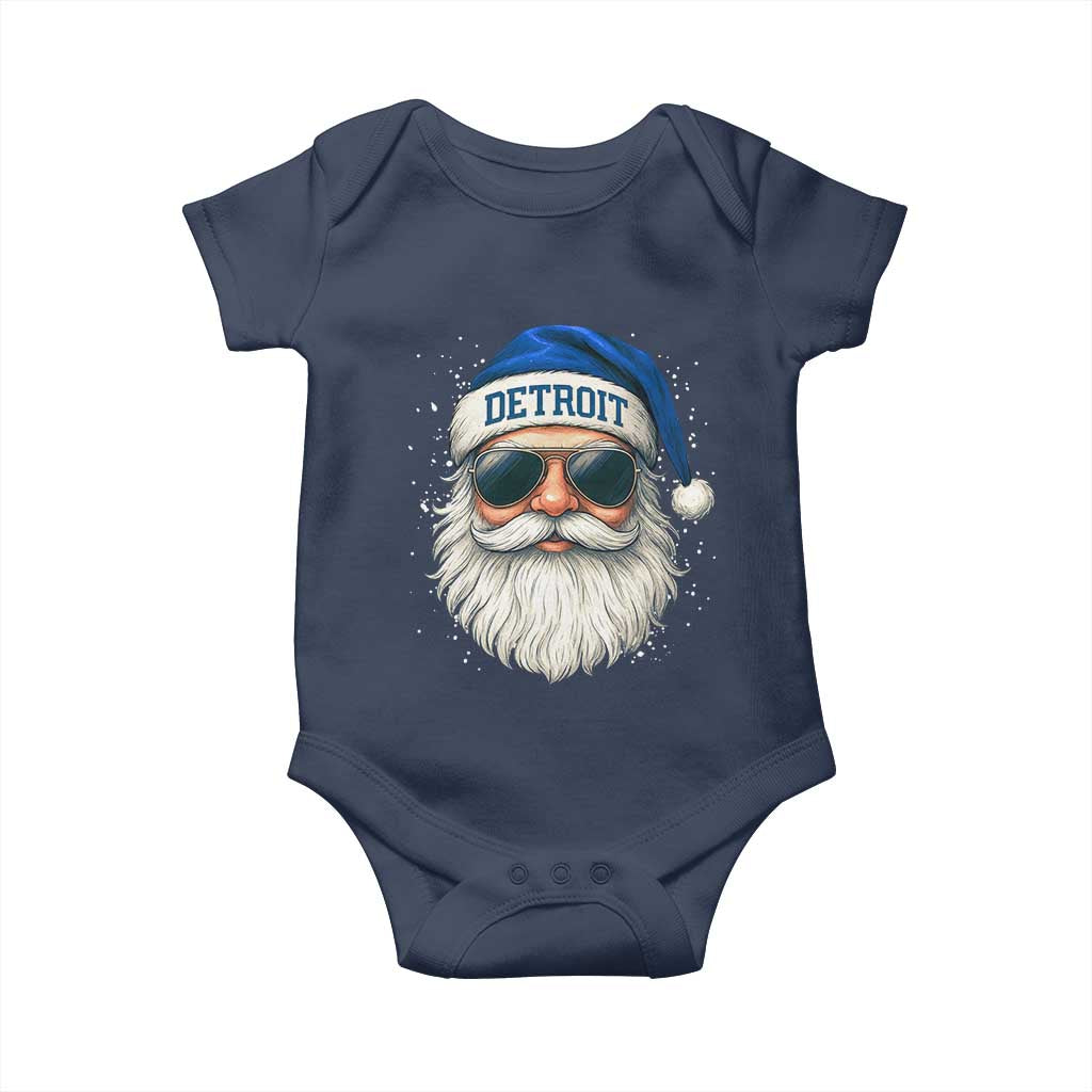 Vintage Detroit Football Christmas Baby Onesie Funny Retro Santa Lions Fan Xmas TS10 Navy Print Your Wear