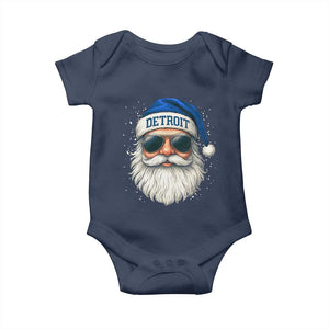 Vintage Detroit Football Christmas Baby Onesie Funny Retro Santa Lions Fan Xmas TS10 Navy Print Your Wear
