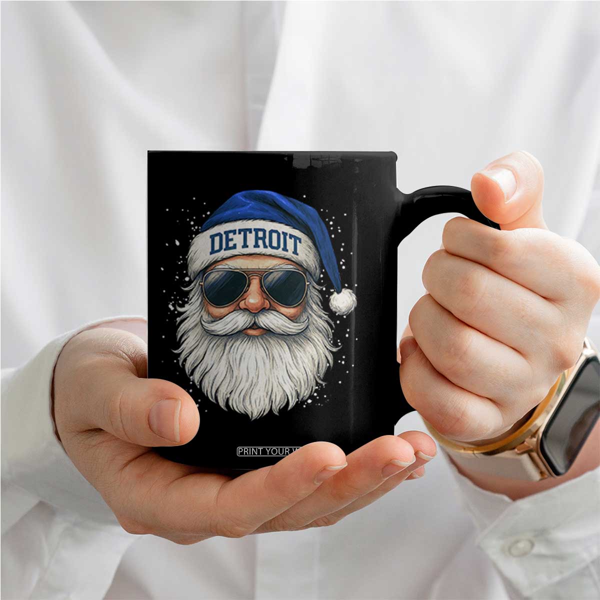 Vintage Detroit Football Christmas Coffee Mug Funny Retro Santa Lions Fan Xmas TS10 Print Your Wear