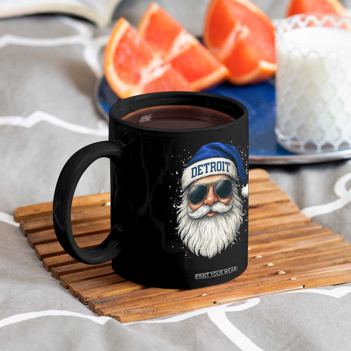 Vintage Detroit Football Christmas Coffee Mug Funny Retro Santa Lions Fan Xmas TS10 Print Your Wear