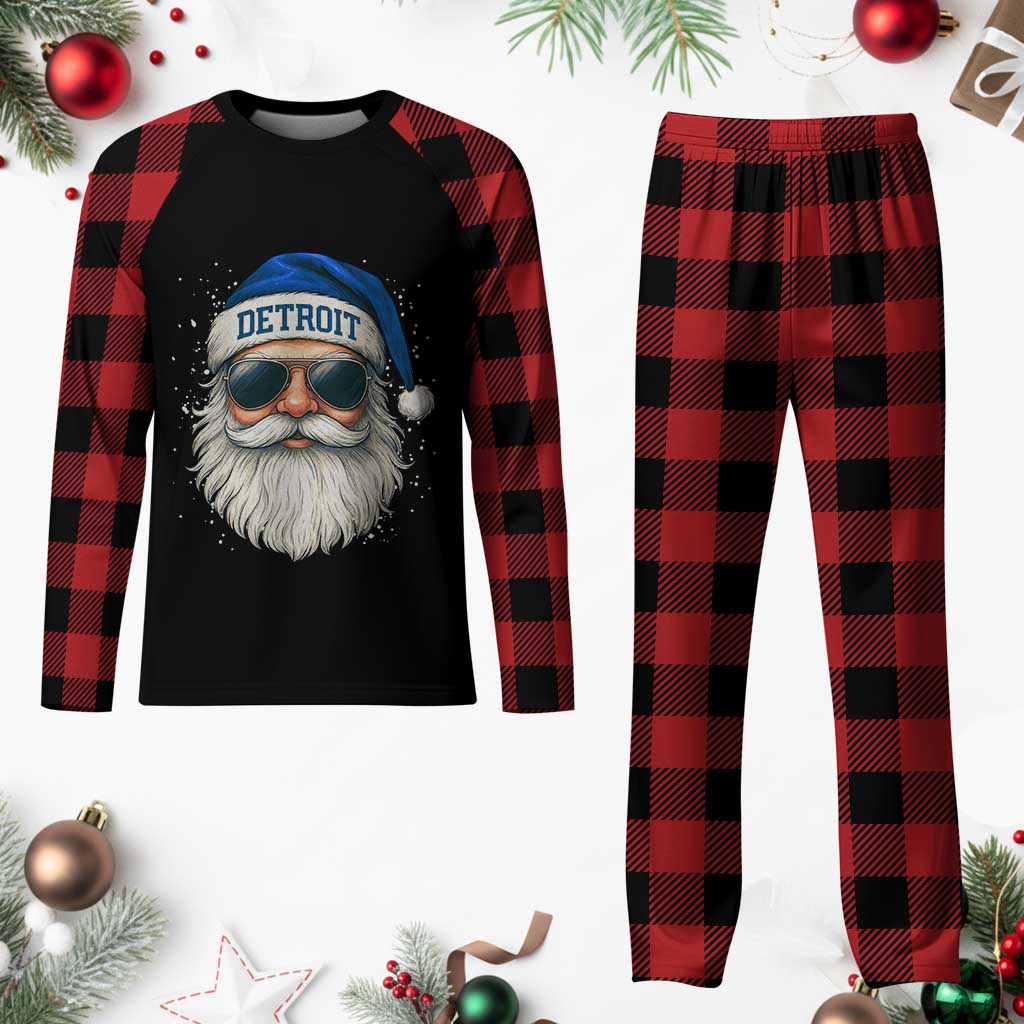 Vintage Detroit Football Christmas Plaid Pajama Set Funny Retro Santa Lions Fan Xmas TS10 Buffalo Plaid Print Your Wear