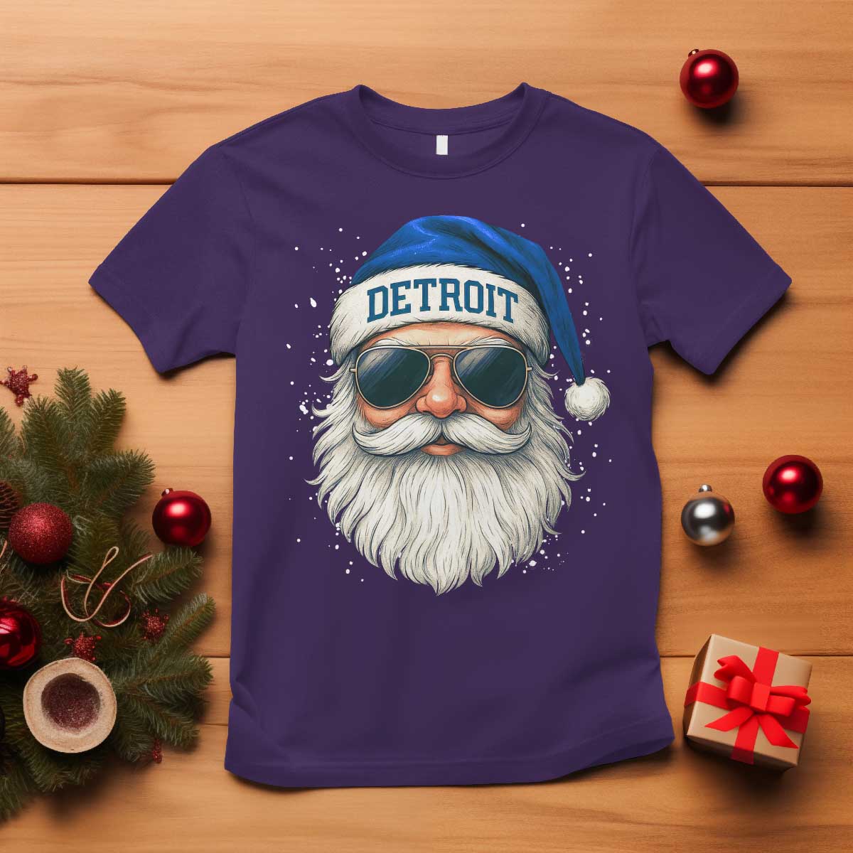 Vintage Detroit Football Christmas T Shirt Funny Retro Santa Lions Fan Xmas TS10 Purple Print Your Wear