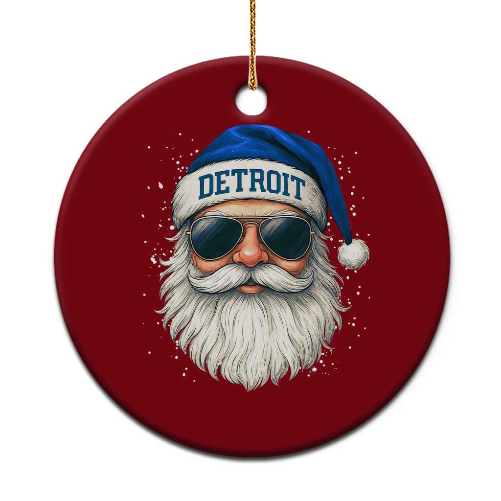 Vintage Detroit Football Christmas Ceramic Ornament Funny Retro Santa Lions Fan Xmas TS10 1pc Red Print Your Wear