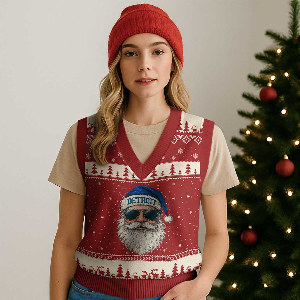 Vintage LF Football Xmas V-Neck Knit Sweater Vest Funny Retro Santa Sports Fan Xmas TS10 Red Beige Print Your Wear