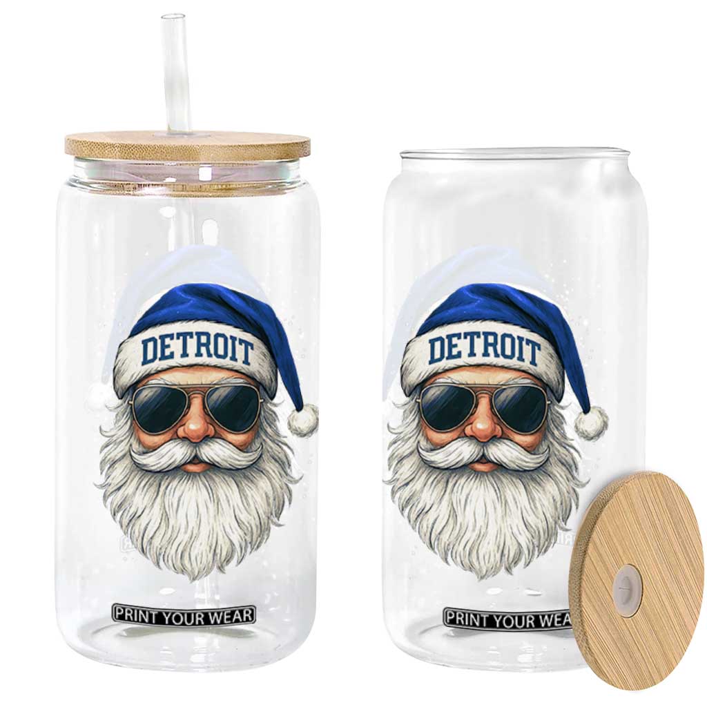 Vintage Detroit Football Christmas Glass Can Funny Retro Santa Lions Fan Xmas TS10 Print Your Wear
