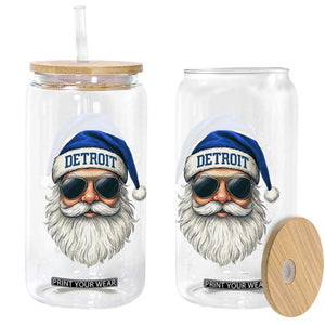 Vintage Detroit Football Christmas Glass Can Funny Retro Santa Lions Fan Xmas TS10 Print Your Wear