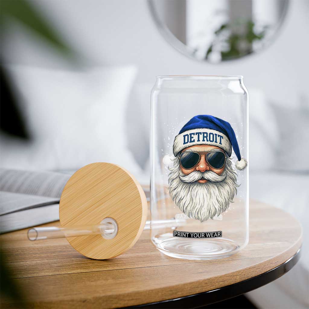 Vintage Detroit Football Christmas Glass Can Funny Retro Santa Lions Fan Xmas TS10 Print Your Wear