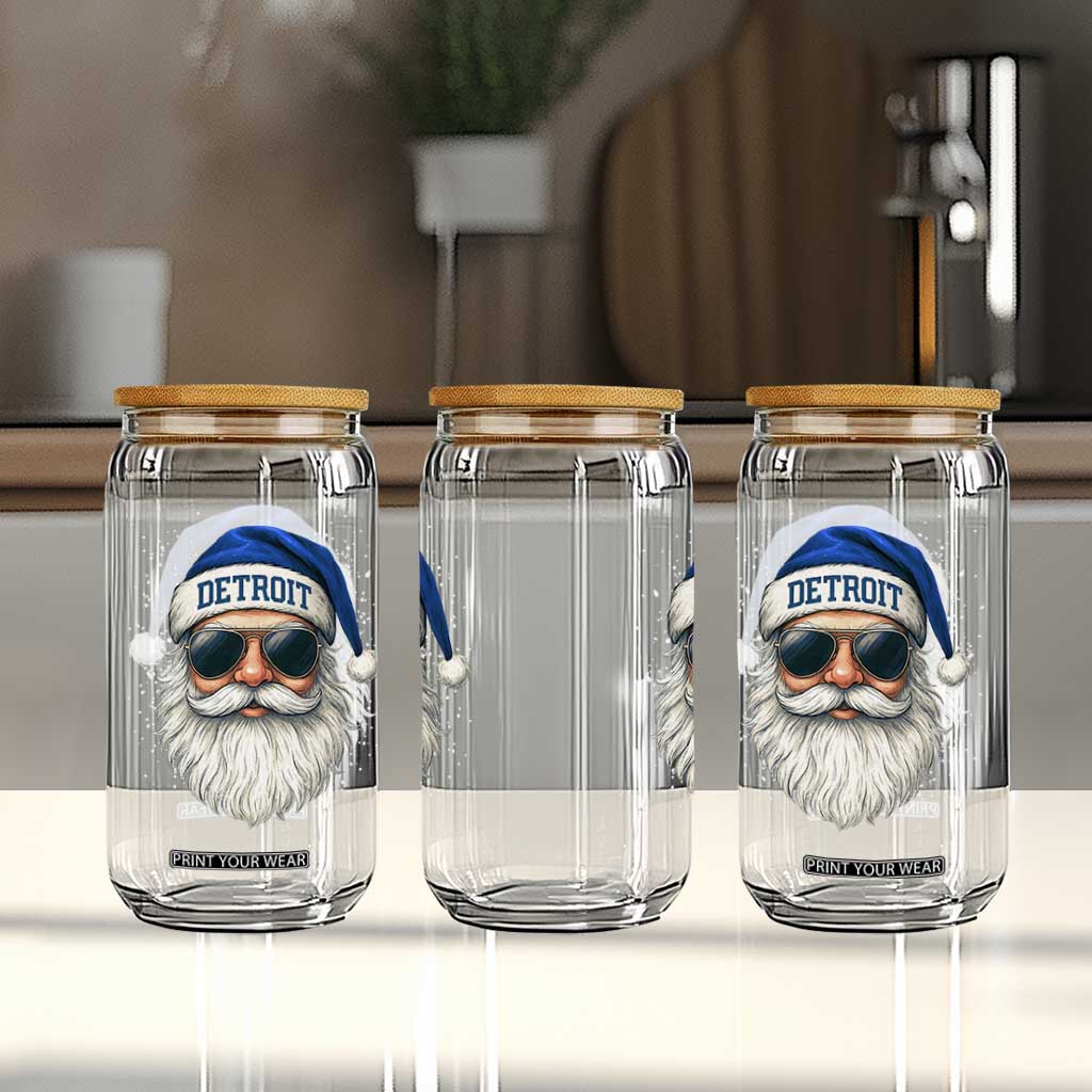 Vintage Detroit Football Christmas Glass Can Funny Retro Santa Lions Fan Xmas TS10 Print Your Wear