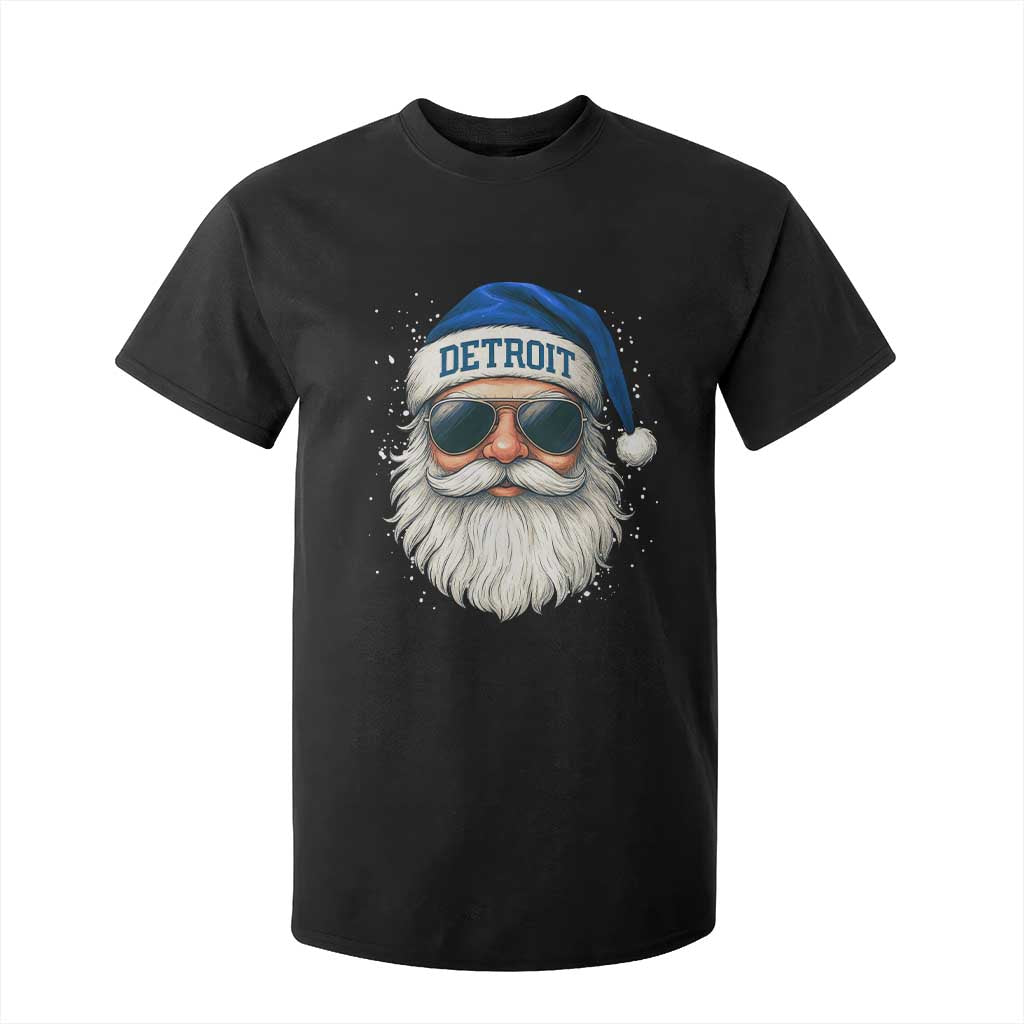 Vintage Detroit Football Christmas T Shirt For Kid Funny Retro Santa Lions Fan Xmas TS10 Black Print Your Wear
