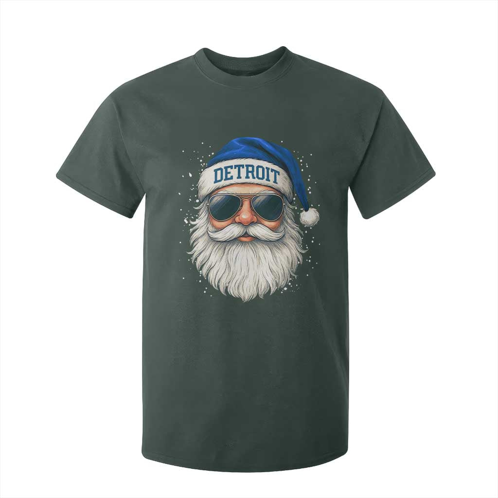 Vintage Detroit Football Christmas T Shirt For Kid Funny Retro Santa Lions Fan Xmas TS10 Dark Forest Green Print Your Wear