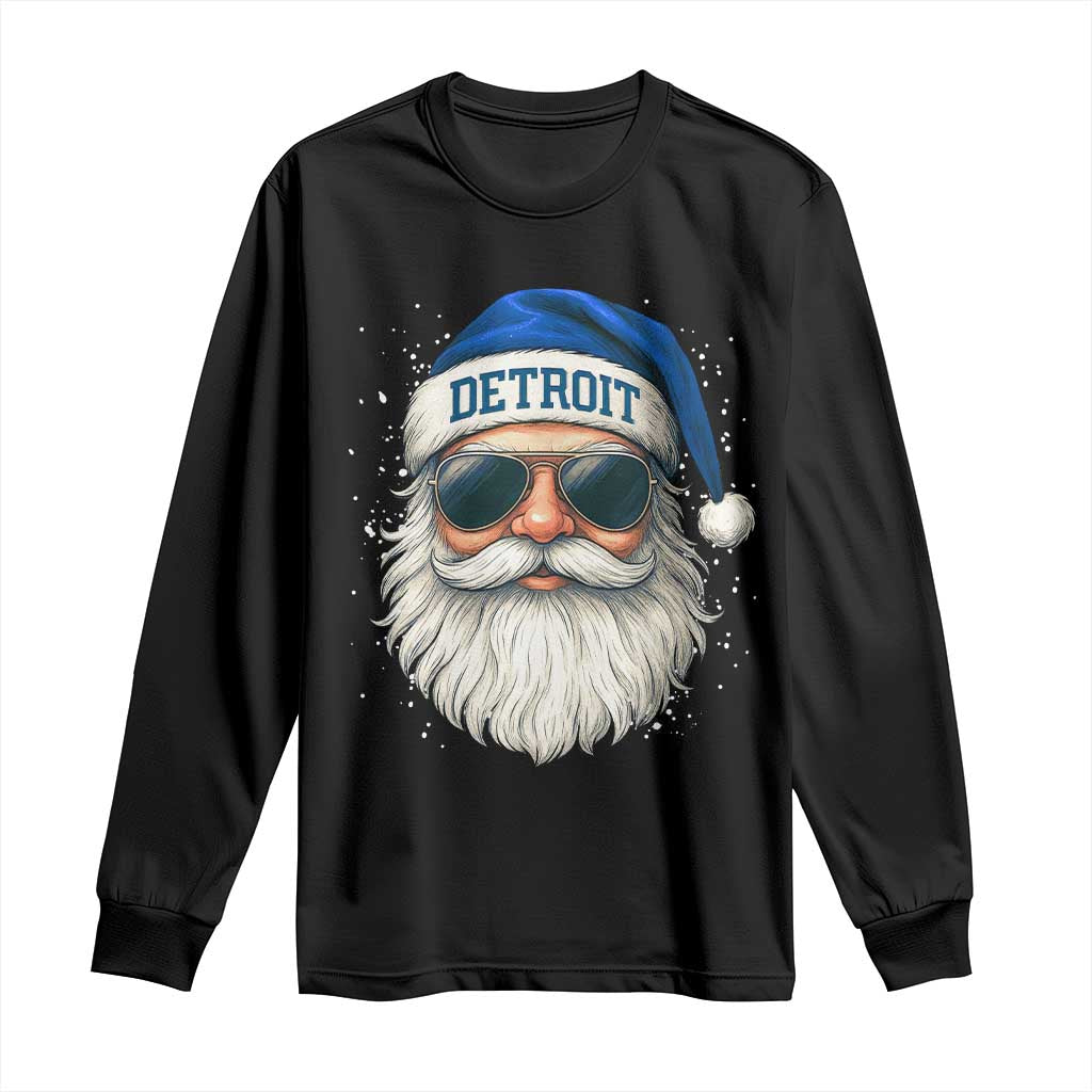 Vintage Detroit Football Christmas Long Sleeve Shirt Funny Retro Santa Lions Fan Xmas TS10 Black Print Your Wear