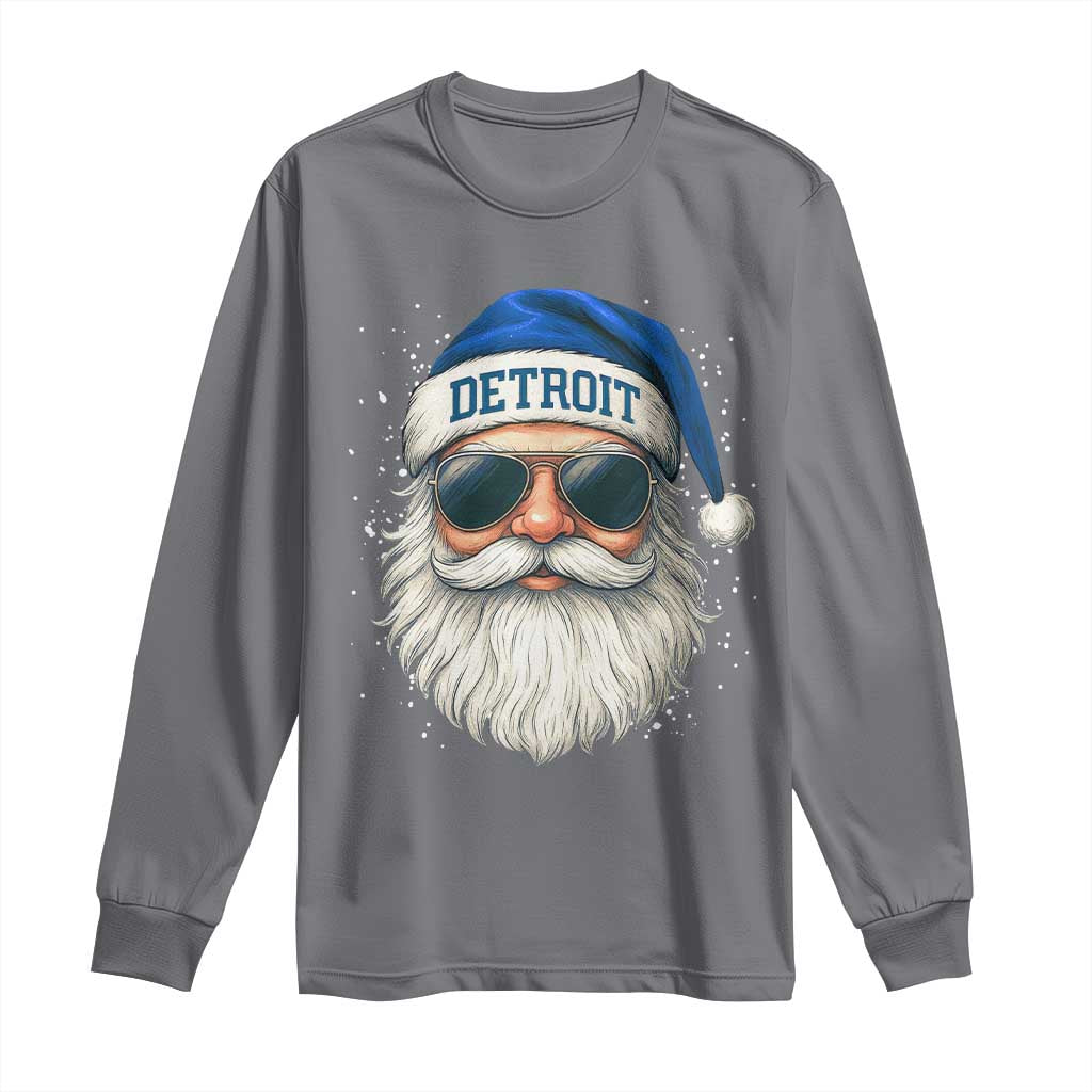 Vintage Detroit Football Christmas Long Sleeve Shirt Funny Retro Santa Lions Fan Xmas TS10 Charcoal Print Your Wear