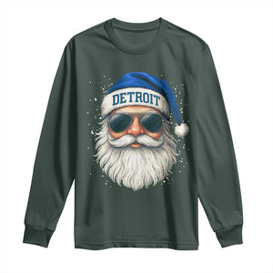 Vintage Detroit Football Christmas Long Sleeve Shirt Funny Retro Santa Lions Fan Xmas TS10 Dark Forest Green Print Your Wear