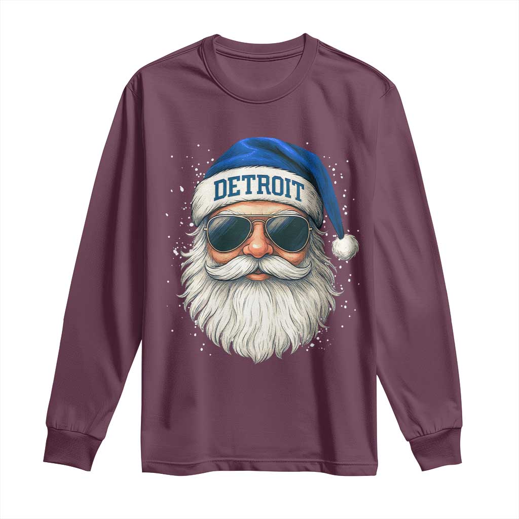 Vintage Detroit Football Christmas Long Sleeve Shirt Funny Retro Santa Lions Fan Xmas TS10 Maroon Print Your Wear