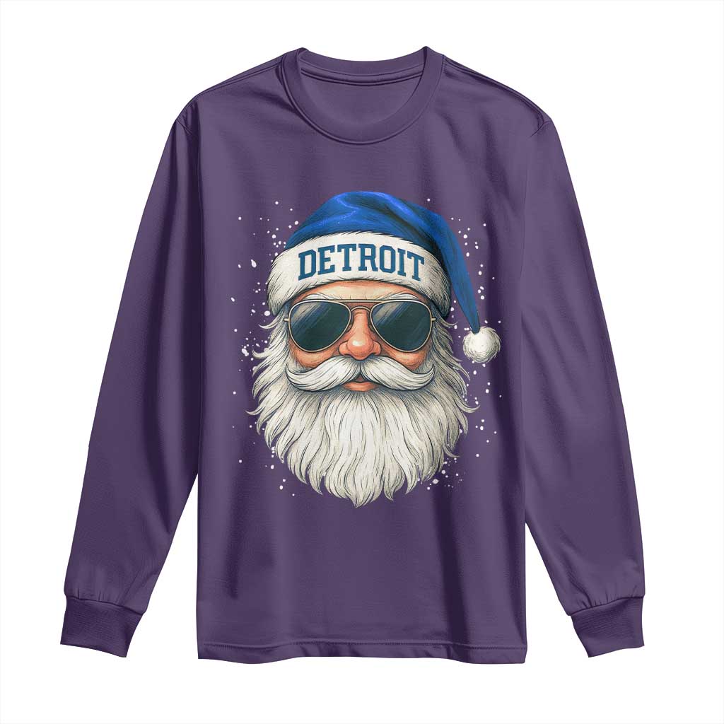 Vintage Detroit Football Christmas Long Sleeve Shirt Funny Retro Santa Lions Fan Xmas TS10 Purple Print Your Wear