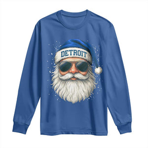 Vintage Detroit Football Christmas Long Sleeve Shirt Funny Retro Santa Lions Fan Xmas TS10 Royal Blue Print Your Wear
