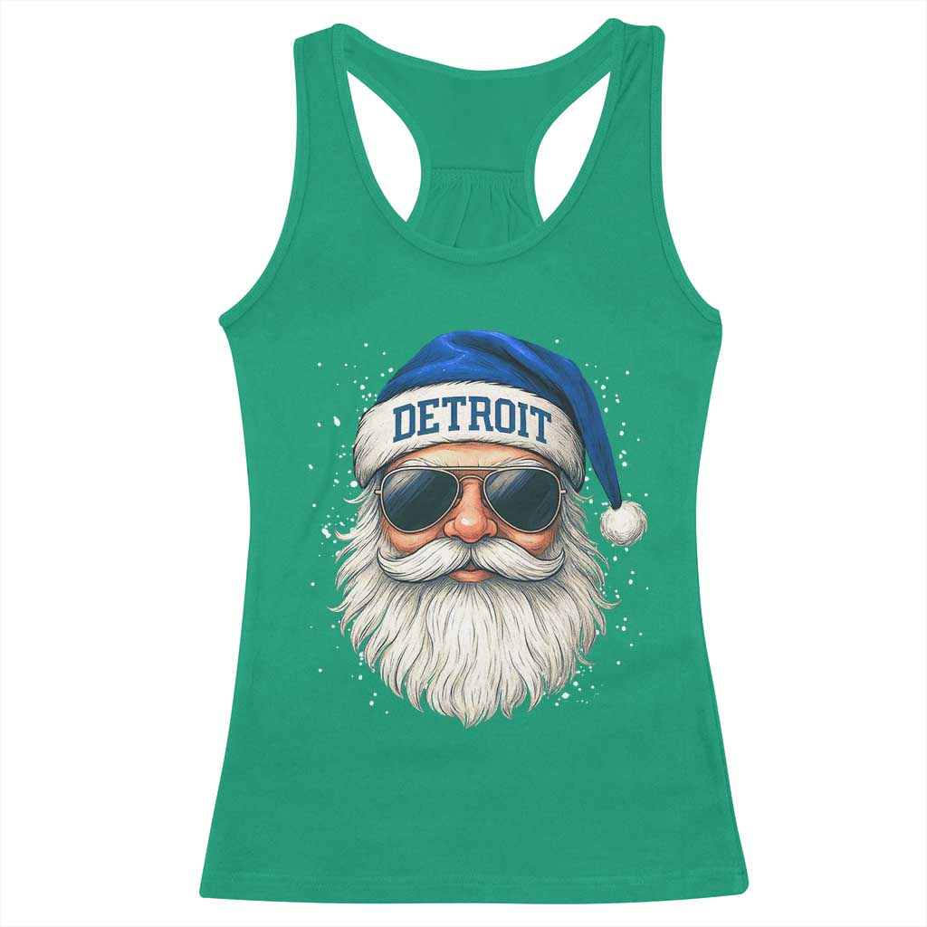 Vintage Detroit Football Christmas Racerback Tank Top Funny Retro Santa Lions Fan Xmas TS10 Irish Green Print Your Wear
