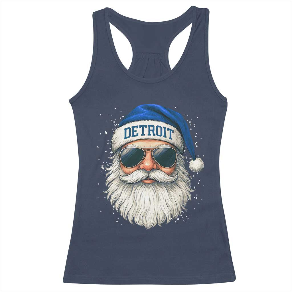 Vintage Detroit Football Christmas Racerback Tank Top Funny Retro Santa Lions Fan Xmas TS10 Navy Print Your Wear
