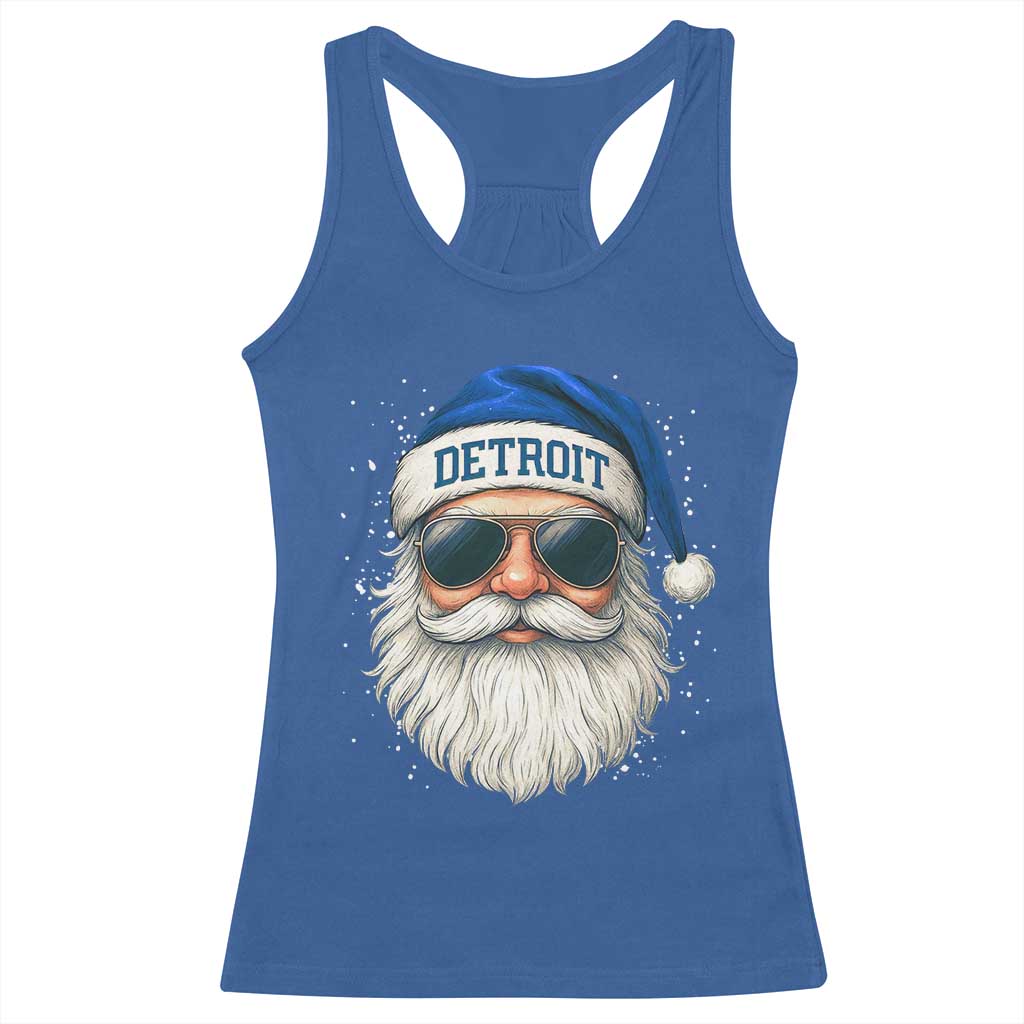 Vintage Detroit Football Christmas Racerback Tank Top Funny Retro Santa Lions Fan Xmas TS10 Royal Blue Print Your Wear